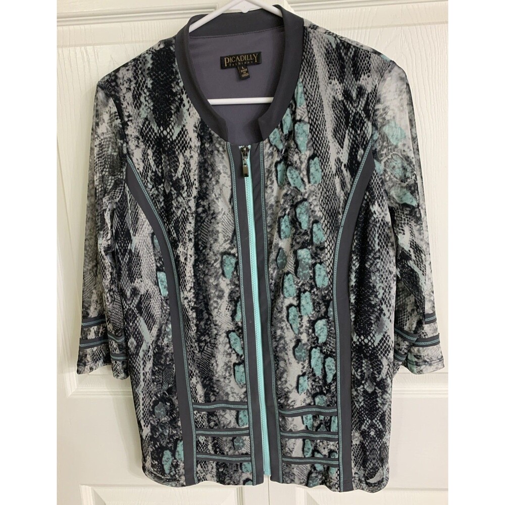 PICADILLY FASHIONS Dress Coat Jacket Womens Large Sheer Lightweight 3/4 Sleeves